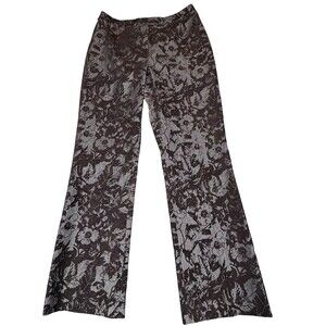 Trousers ETC New York Pants Womens 12 (32x31.5) Black Floral Jacquard Stretch